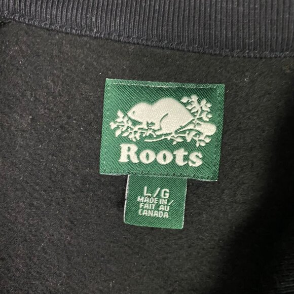 Vintage Roots Canada Track Jacket Men's Large Black Maple Leaf Team Athletic Y2K - Picture 8 of 12